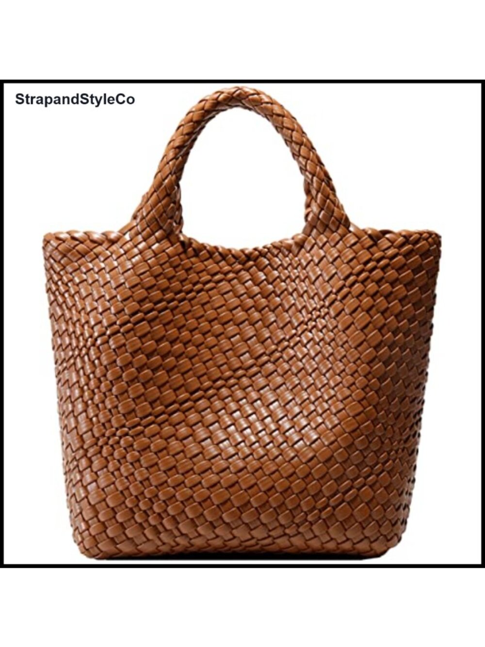 Vegan Leather Woven Tote Satchel Shoulder Bag Handmade Travel Purse